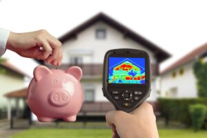 casa e termometro per vedere se la casa é protetta dal freddo