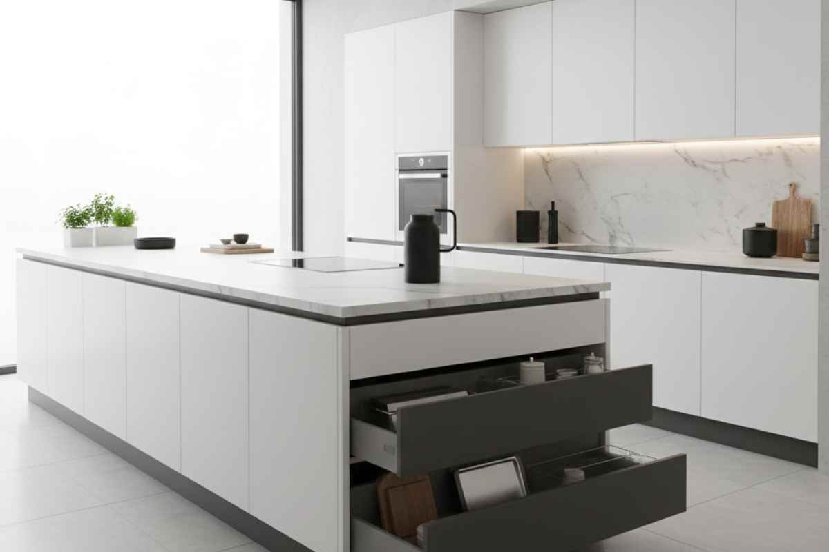 cassetti grandiin una cucina chiara