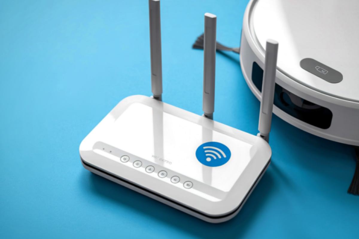 router wifi e robotino pulizia paviemnto