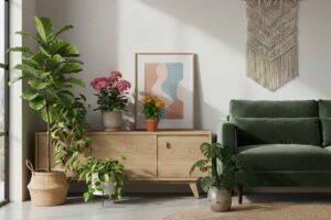 salotto con piante varie compresa la lantana