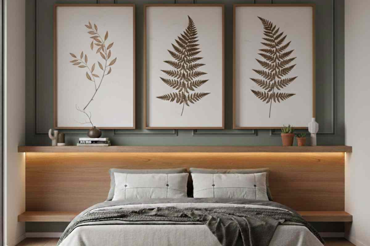 letto con quadri botanici