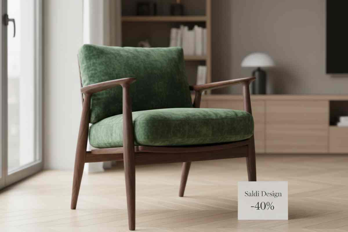 poltrona di design dal colore verde e legno