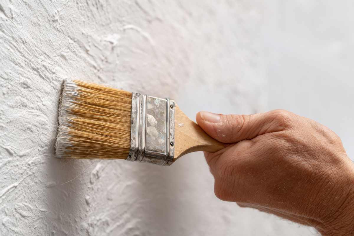 mano che pittura la parete