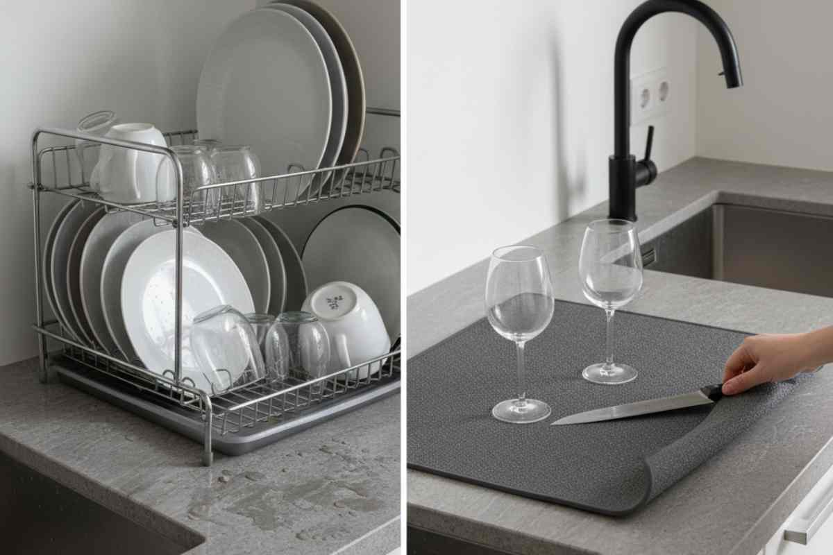 scolapiatti a confronto con il tappetino