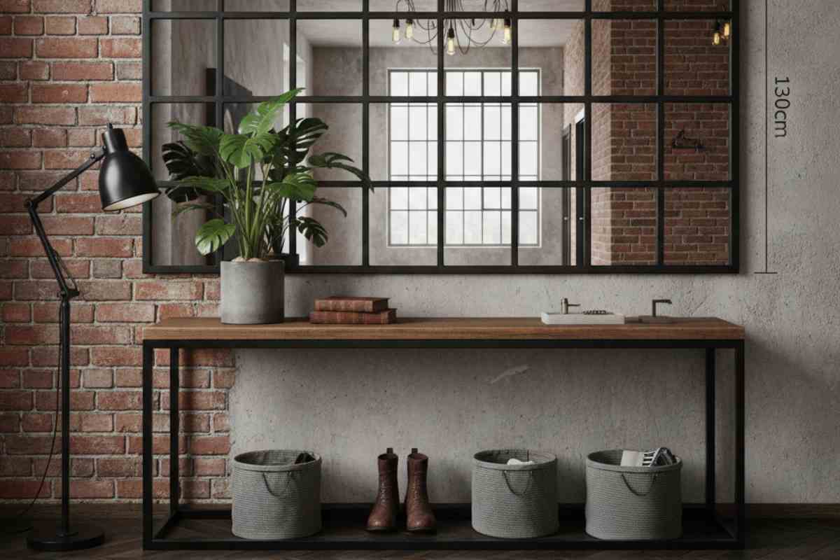 ingresso con specchio industrial