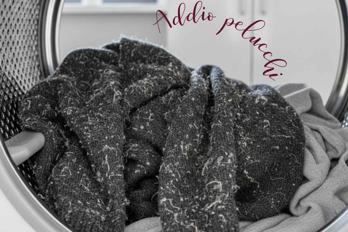 maglia con pelucchi dentro una asciugatrice