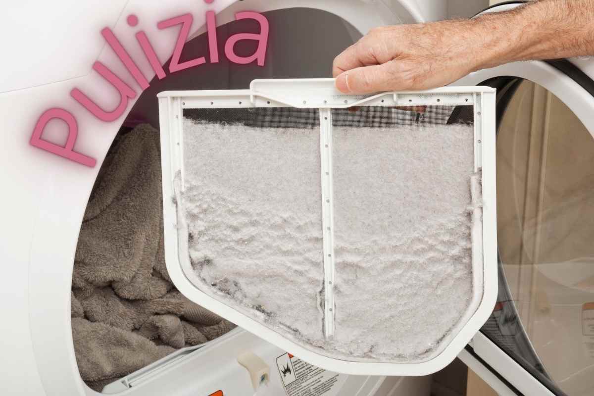 filtro dell'asciugatrice pieno di lanuggine