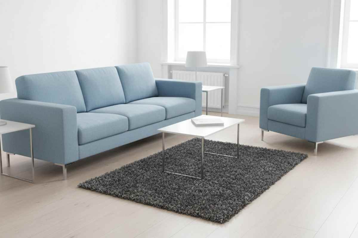 tappeto non adatto. al salotto perchè troppo piccolo