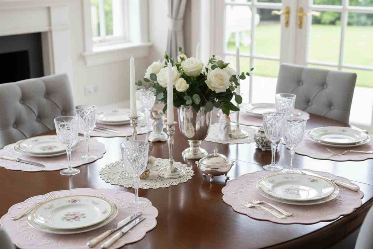 tavola apparecchiata in stile bon ton con tovagliette all'americana