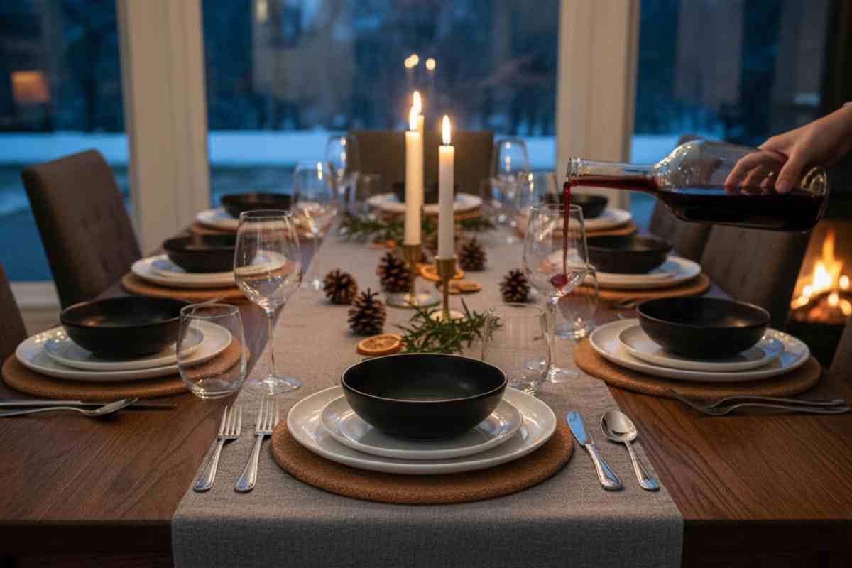 tavola apparecchiata elegantemente con runner e tovagliette