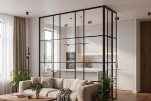 separatore di vetro in un salotto