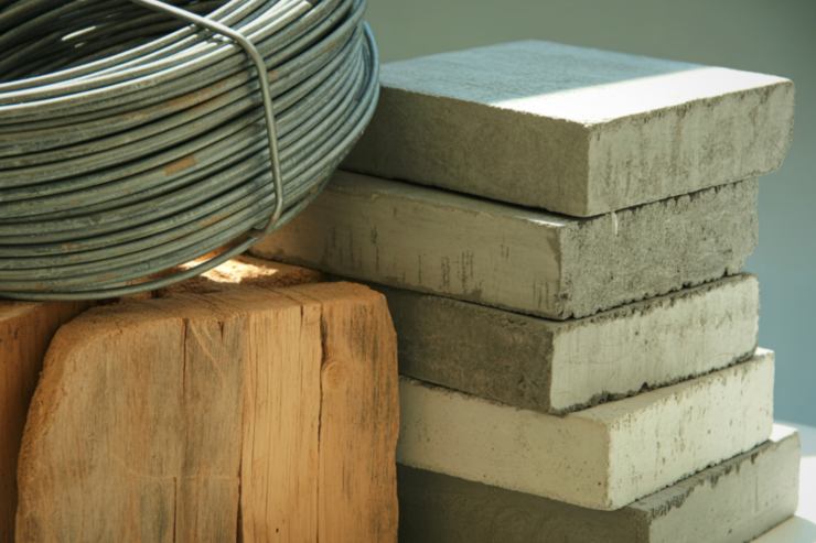 Diversi materiali per la costruzione di case