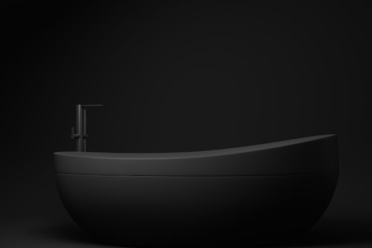 Una vasta da bagno completamente nera opaca
