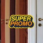 Diverse porte di casa messe una di seguito all'altra ed una scritta centrale "super promo"