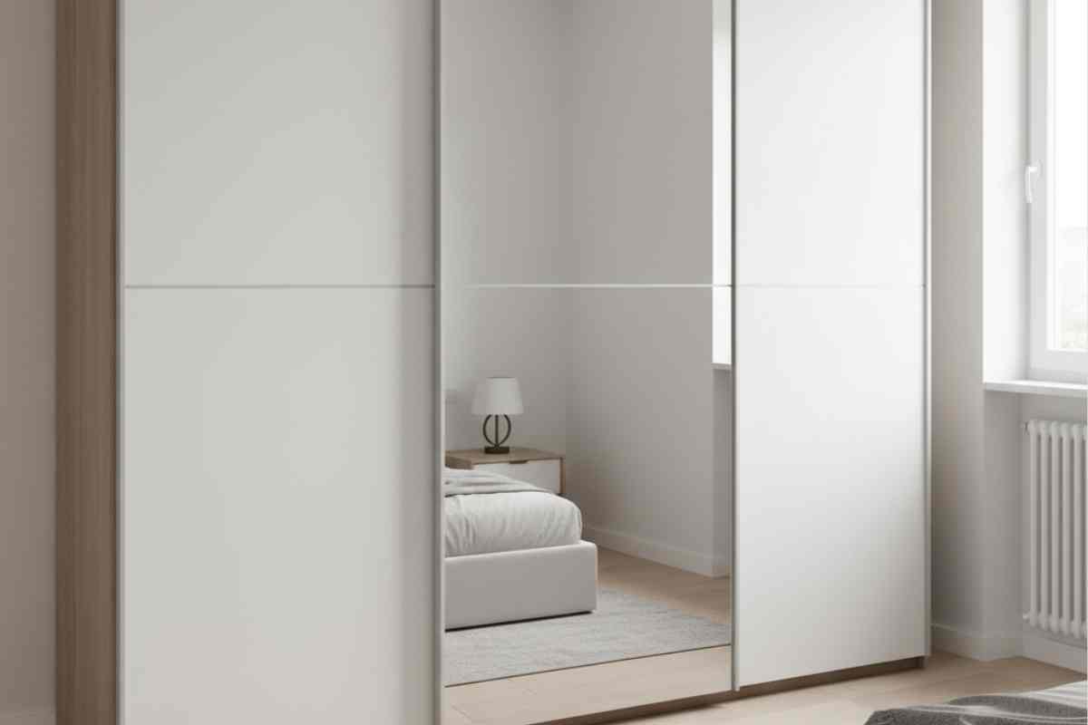armadio con ante scorrevoli bianche