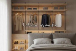 letto con cabina armadio dietro la testiera