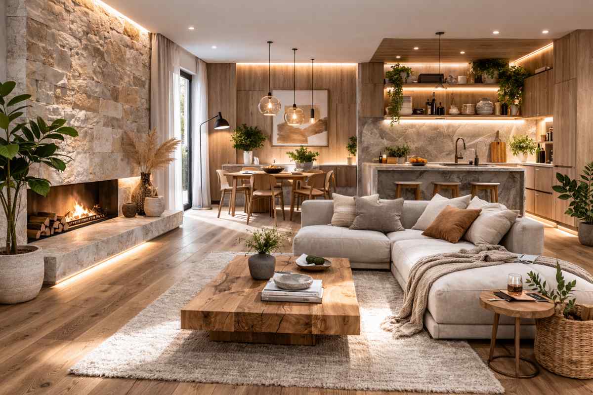 cucina e salotto legno