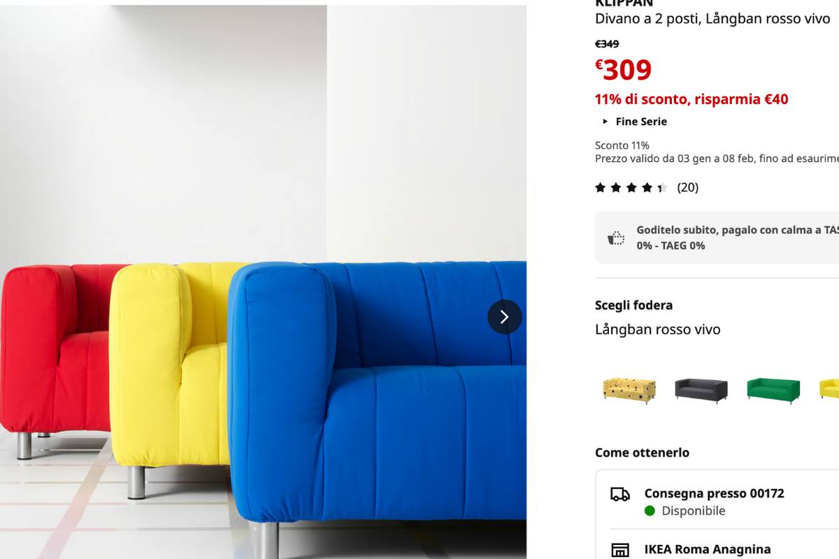 divano ikea in tre colori con costo
