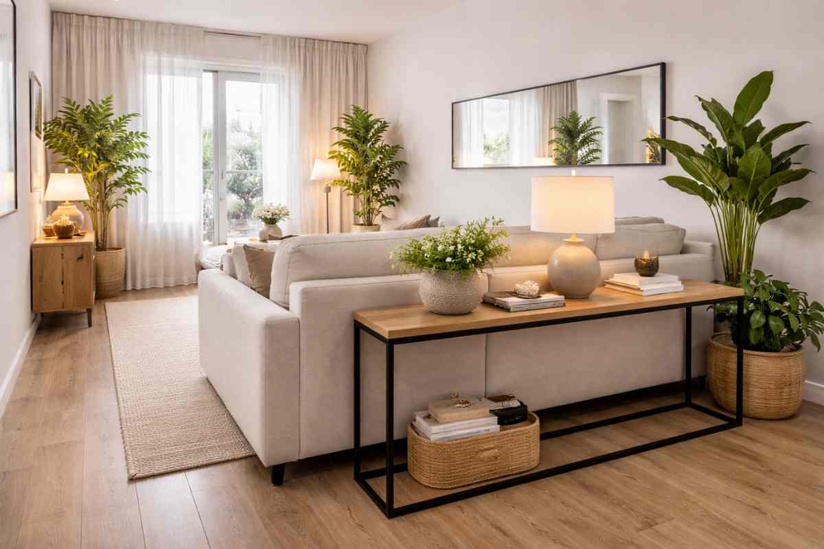 divano posizionato staccato dalla parete