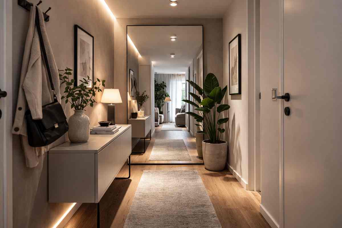 specchio alla fine di un corridoio lungo