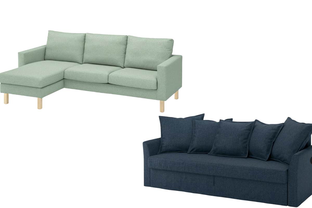 due divani di ika uno blu ed uno verdino chiaro