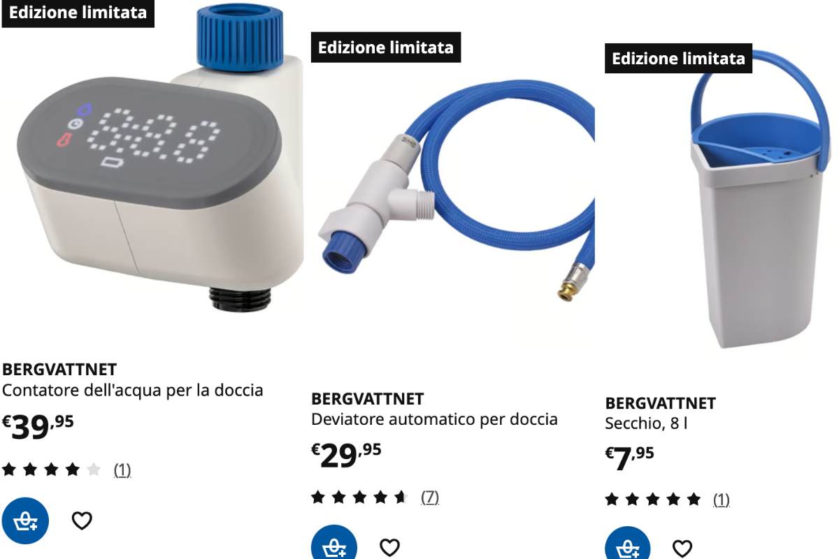 oggetti della linea ikea per il risparmio dell'acqua