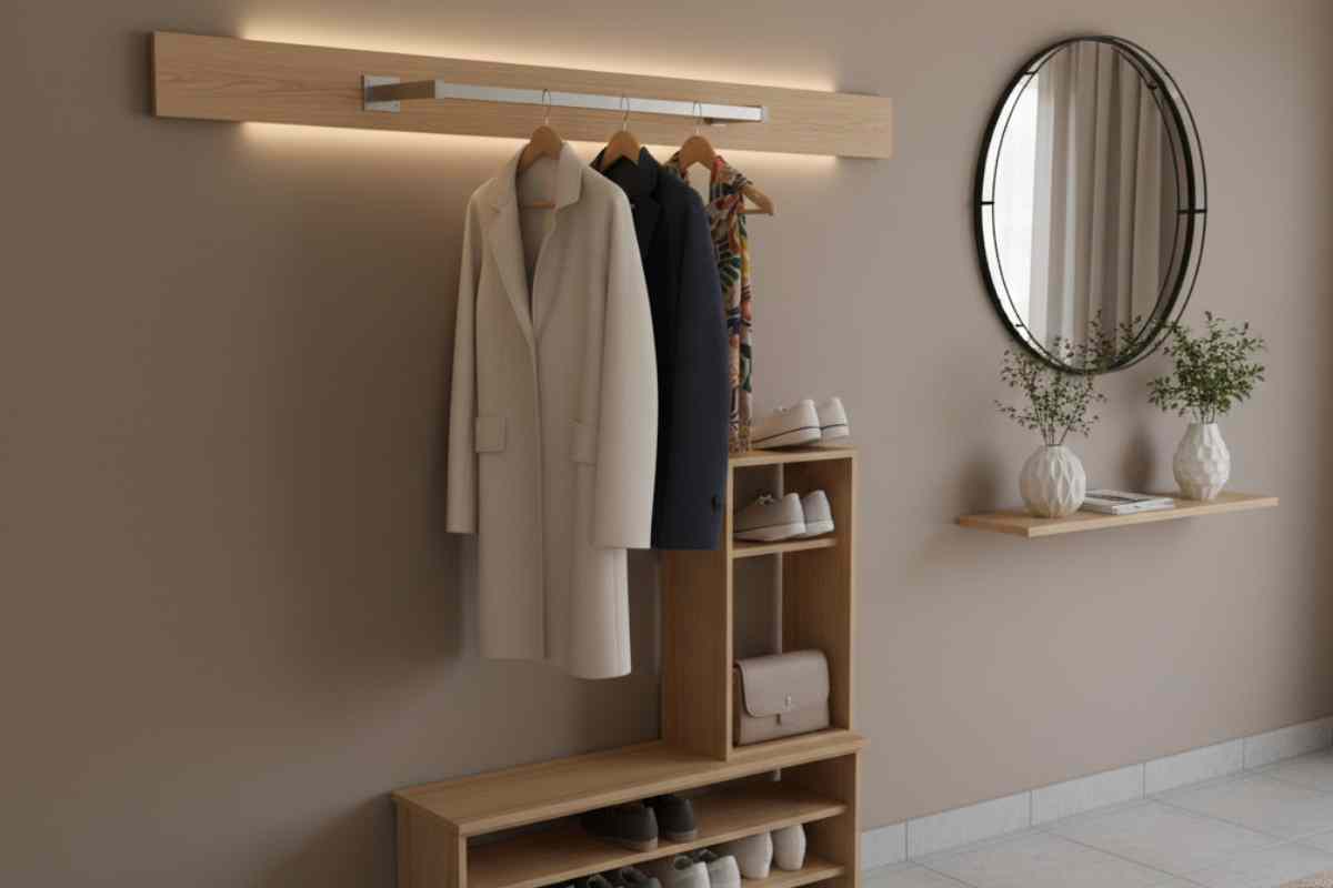 appendino pieghevole con led in un ingresso moderno