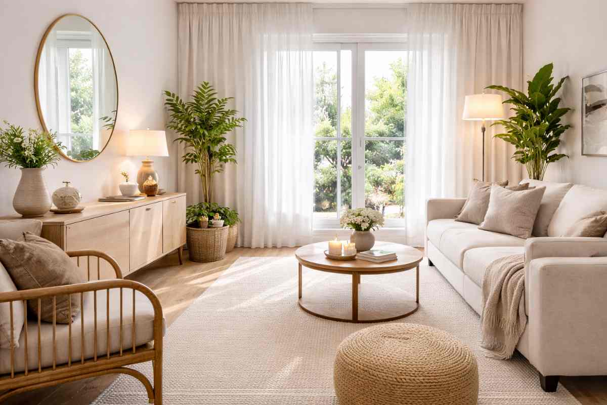 luce nel salotto chiaro