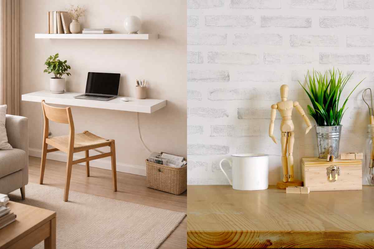 esempi di mensole che possono diventare scrivanie