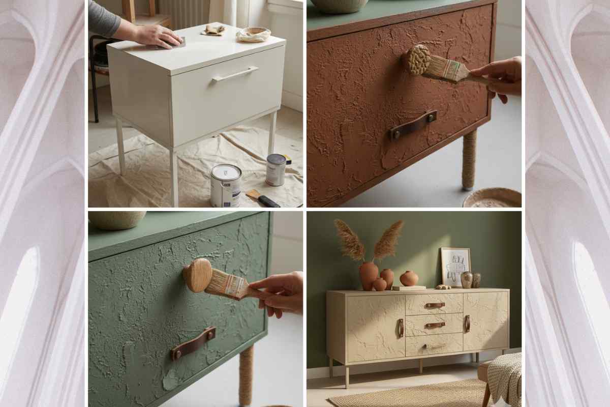 esempio di come riverniciare i mobili di colori diversi sui toni della terra