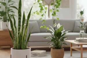 salotto con divani e piante