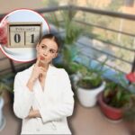 piante in terrazzo, calendario febbraio e donna che pensa