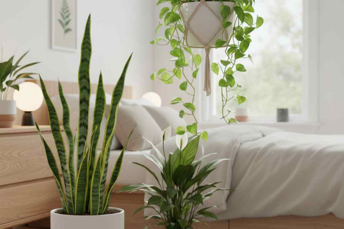 camera da letto con piante