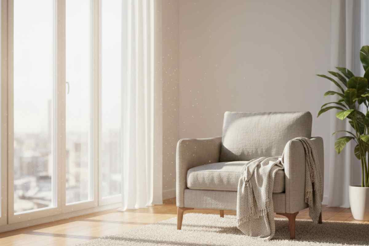 poltrona esposta alla luce del giorno 