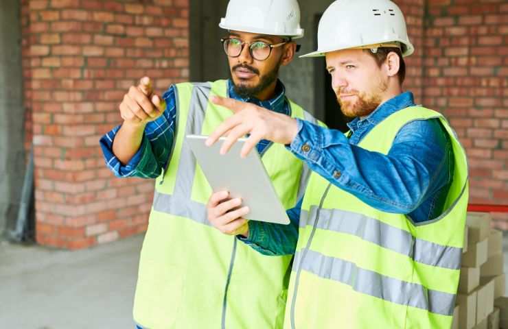 due operai che discutono dei lavori