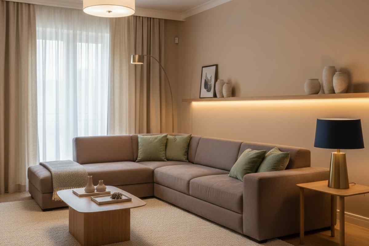 salotto illuminato da led