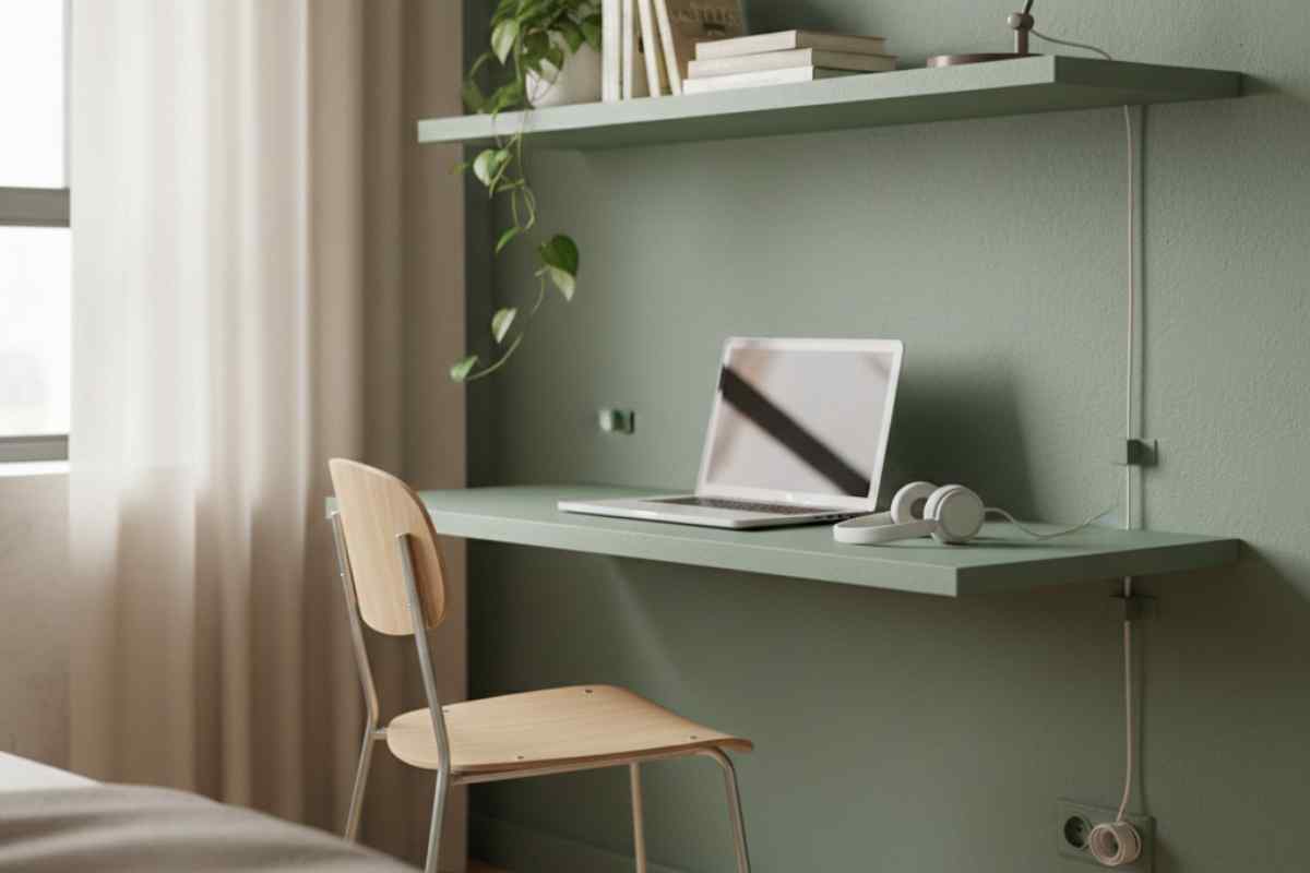 scrivania ottenuta da una mensola