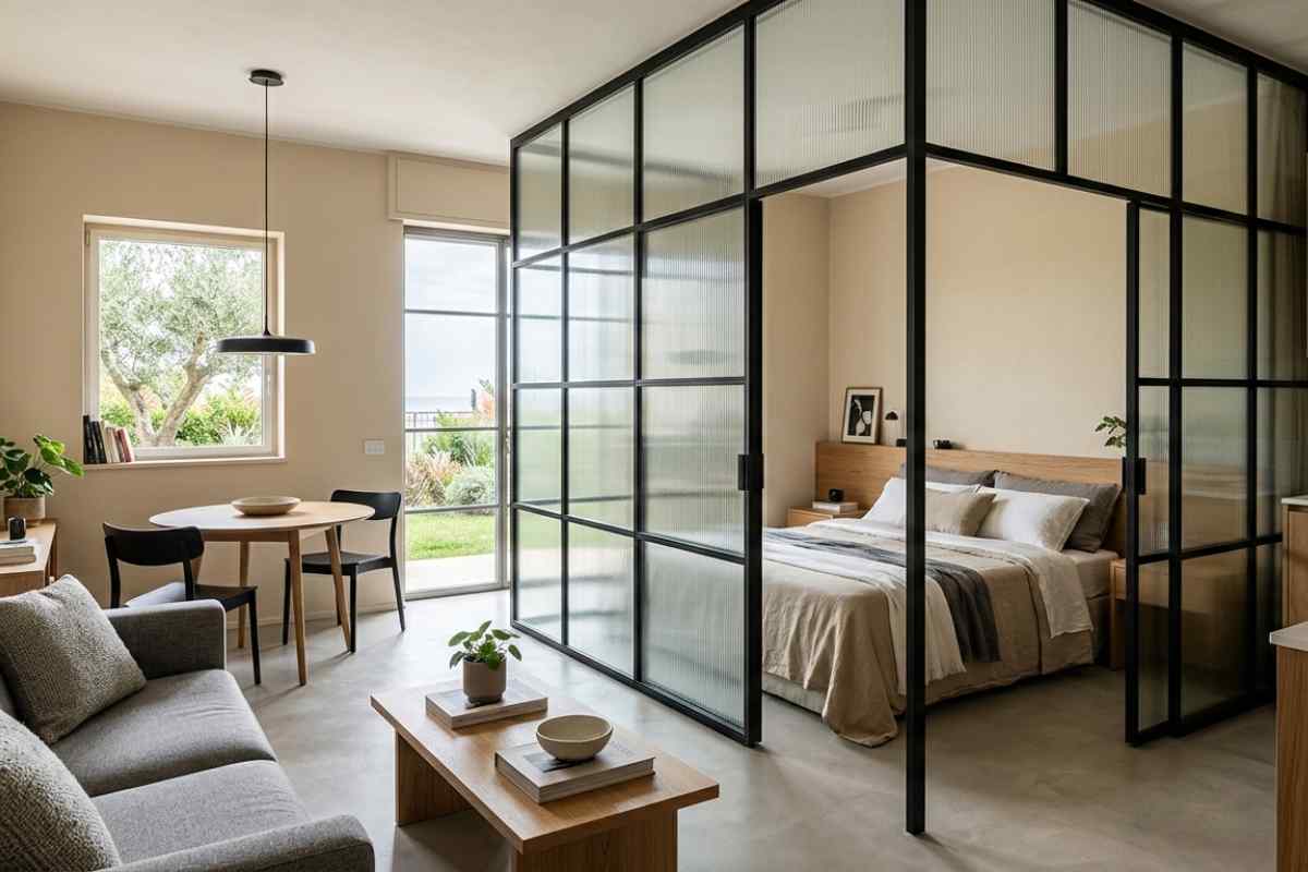 Monolocale di 40 mq? La soluzione di design che divide senza costruire muri