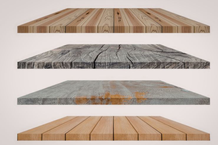 Diverse tipologie di pavimenti una di sopra all'altra