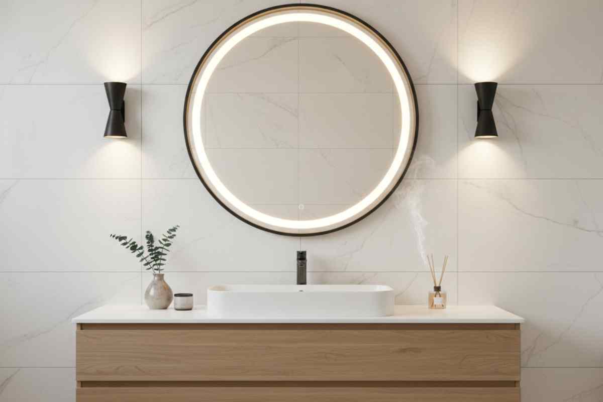 specchio todo in bagno ben illuminato