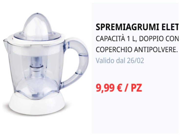 spremiagrumi volantino eurospin