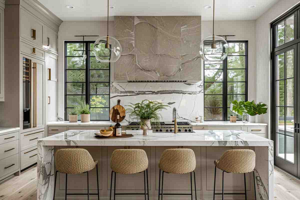 ampia cucina moderna con isola