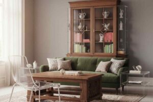 salotto classico con aggiunta di trasparenze