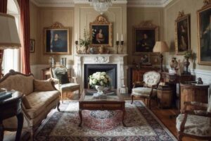 Un salone con arredo vintage