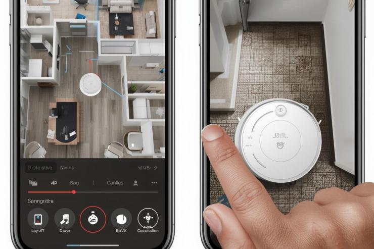 Un telefonino con la mappatura della casa per gestire il robot