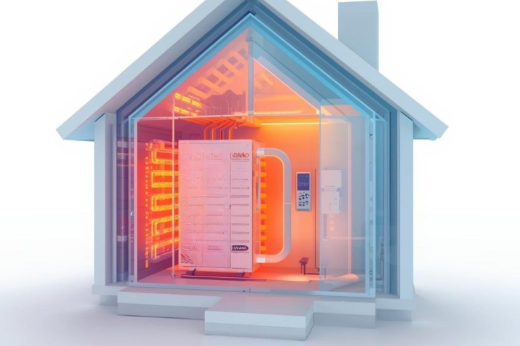 Un pompa di calore in funzione in una casa