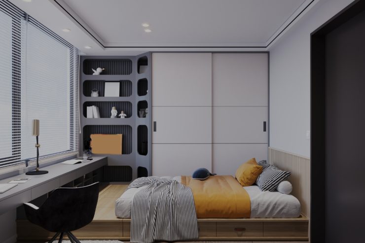 Una camera da letto ben arredata