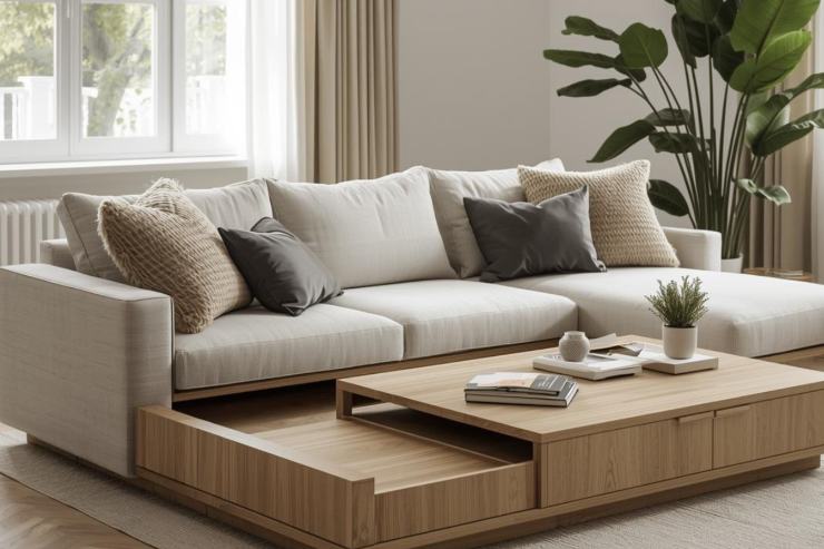 Un tavolino integrato al divano