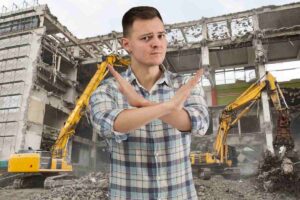 demolizione uomo segno no con braccia