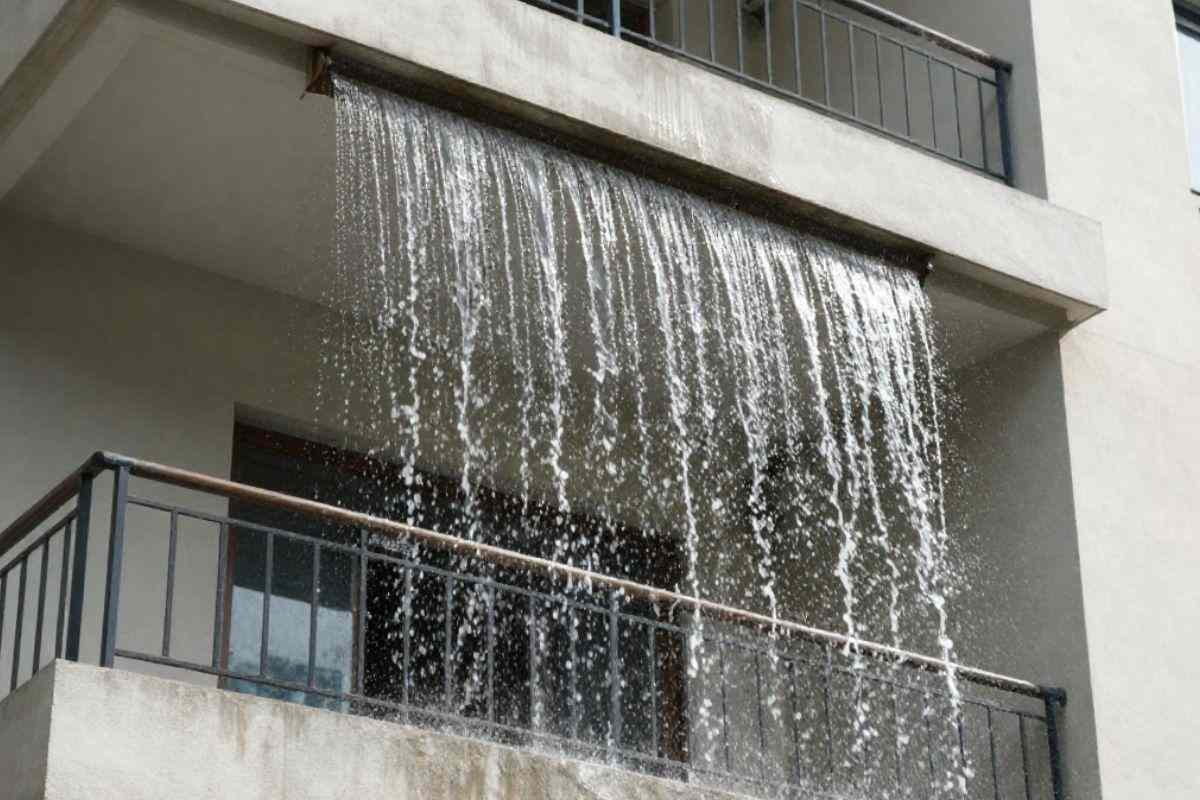 acqua che cade dal balcone di sopra